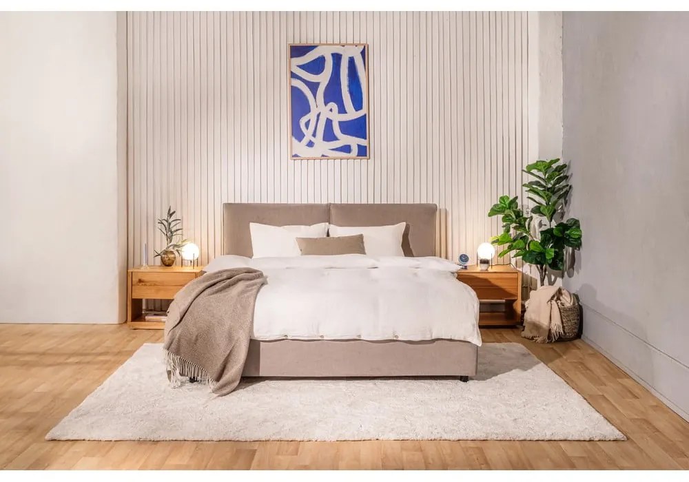 Тапицирано двойно легло в сиво с място за съхранение и матрак с решетка 160x200 cm Myra Pillow - Bonami Selection