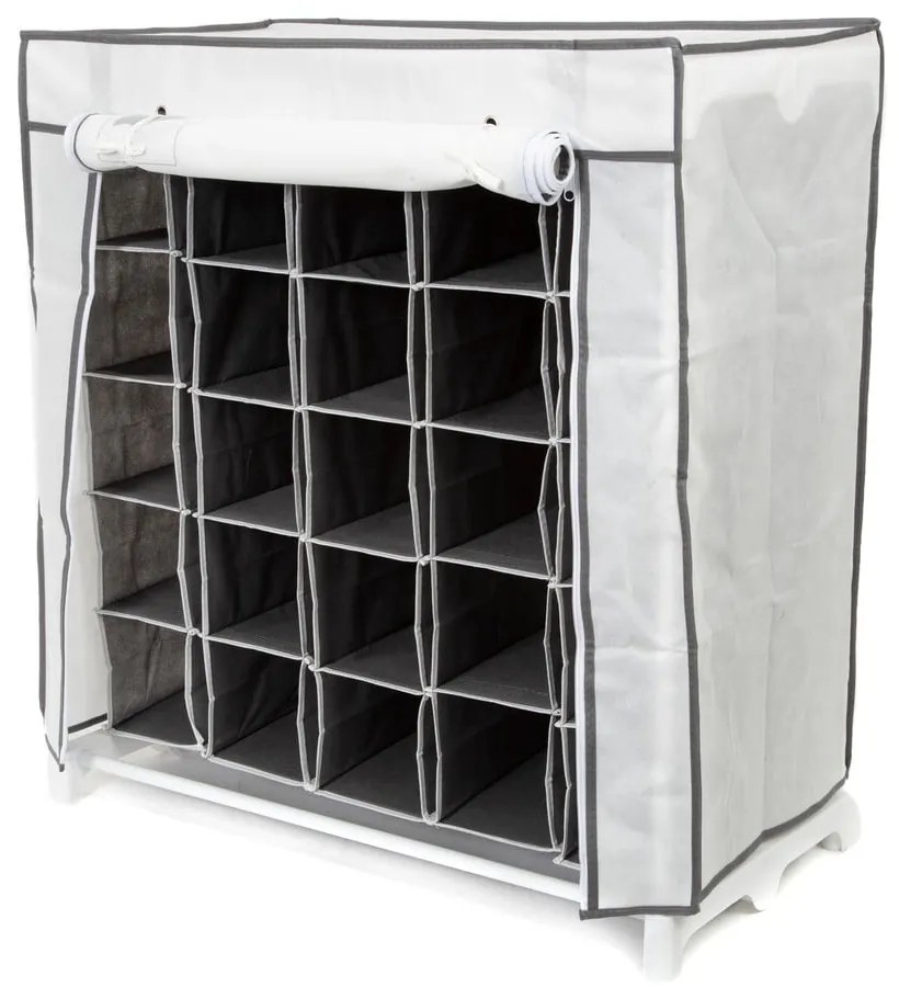 Черно-бяла текстилна етажерка за обувки Обувки, 25 отделения - Compactor