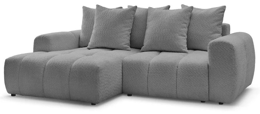 Сив разтегателен ъглов диван с място за съхранение от букле (ляв ъгъл) Roxelane – Bobochic Paris