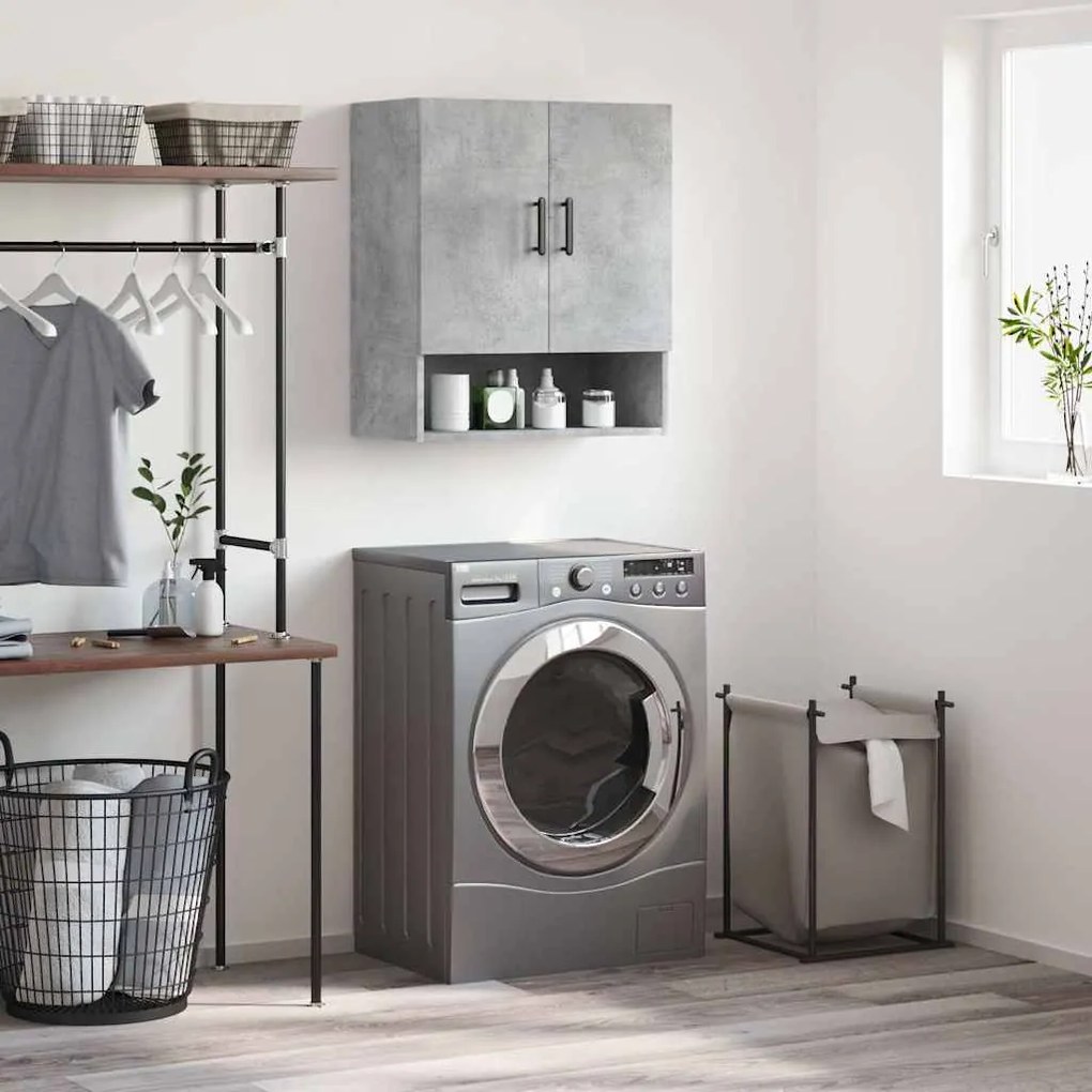 829920 vidaXL Стенен шкаф, бетонно сив, 60x31x70 см, инженерно дърво