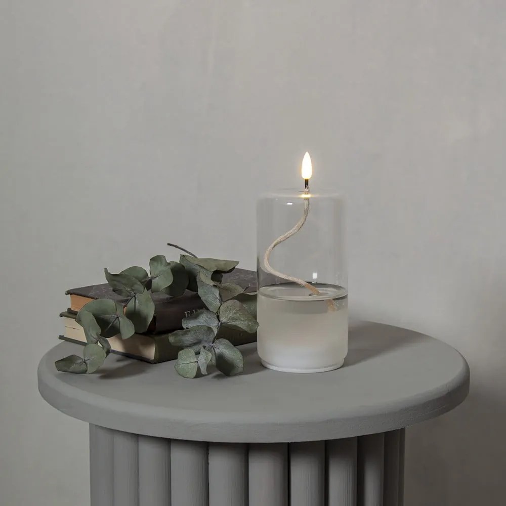 Бяла LED свещ в стъклен фламандър, височина 17,5 см Flamme Dot - Star Trading