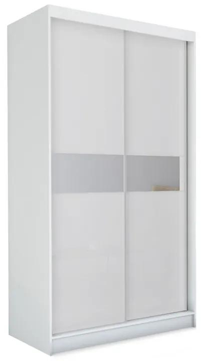 Шкаф с плъзгащи врати и огледало ALEXA, бяло, 150x216x61