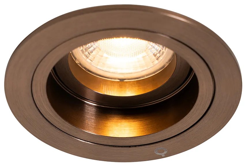 Интелигентен вграден прожектор тъмен бронз кръгъл накланящ се и въртящ се вкл. Wifi GU10 50mm - Chuck