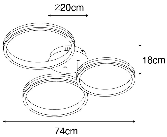 Таванна лампа месинг с LED 3-степенна димираща 3-светлина - Navara