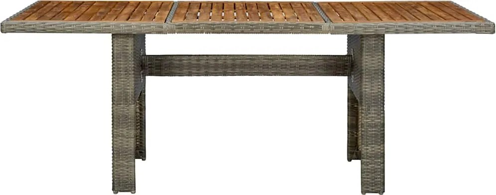 313314 vidaXL Градинска маса, кафява, полиратан и акация масив