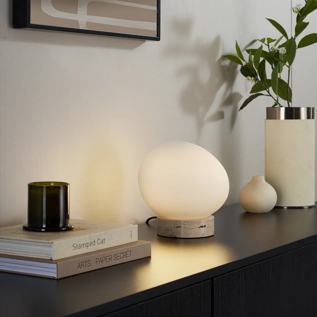 Japandi настолна лампа бежова с опалово стъкло - Sally