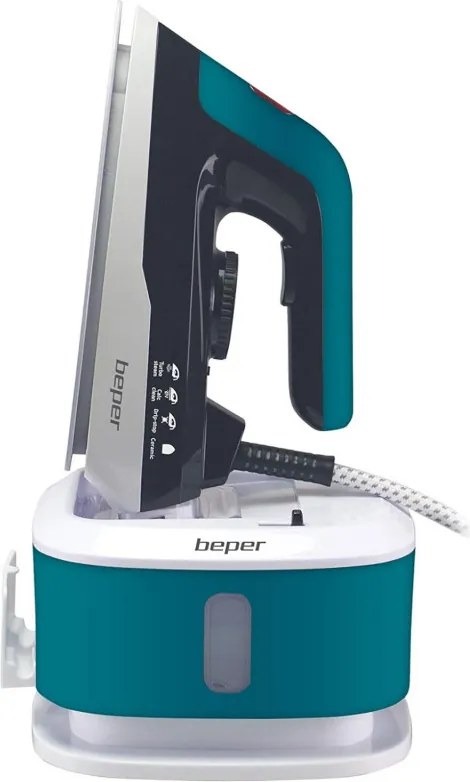 Ютия Beper P204CAL200, 2250W, Керамична плоча, Термостат, Филтър, Непрекъснат цикъл, Бял/синьозелен