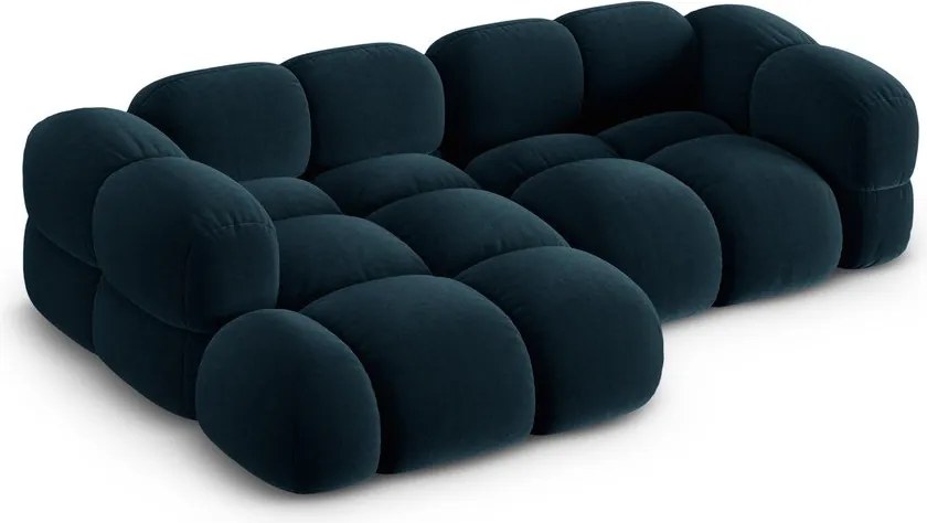 Тъмносин кадифен ъглов диван (ляв ъгъл) Loretto – Cosmopolitan Design