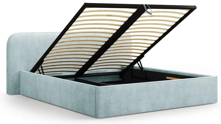 Двойно тапицирано легло с място за съхранение с включена подматрачна рамка в цвят мента 200x200 cm Elizabeth – Micadoni
