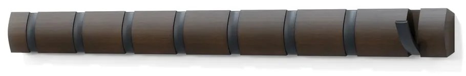 Тъмнокафява стенна закачалка от масивна топола Flip – Umbra