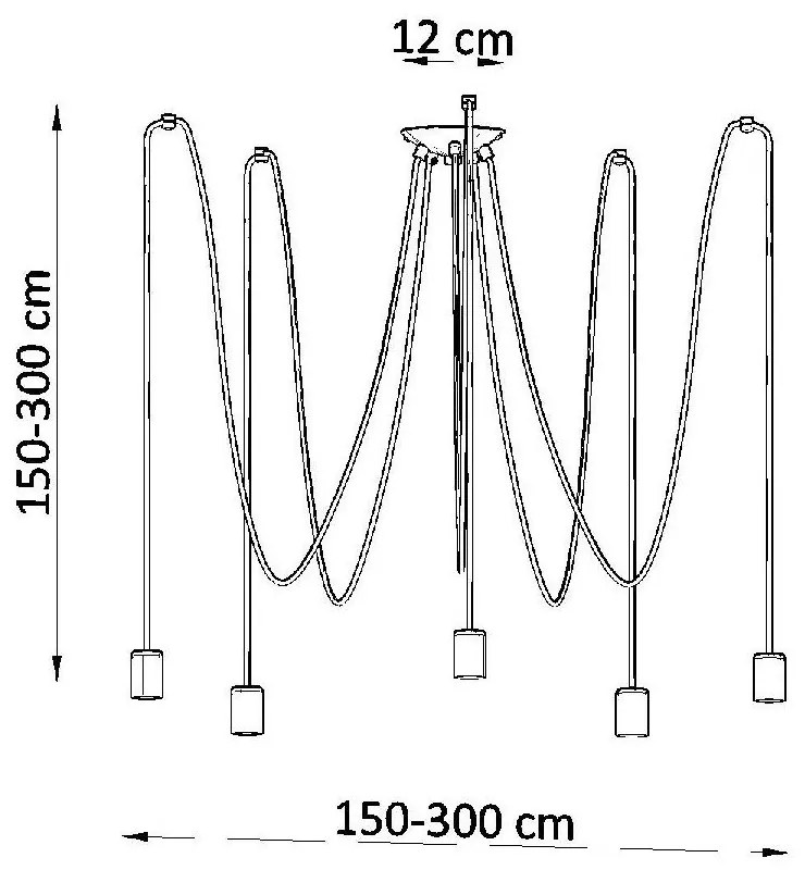 Черно висящо осветително тяло 300x300 cm Spider - Sollux