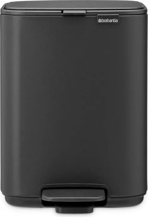 Кош за боклук Brabantia Bo Pedal 1010131, 4 л, Леко затваряне, Противоплъзгаща основа, Минерално покритие, Тъмносив