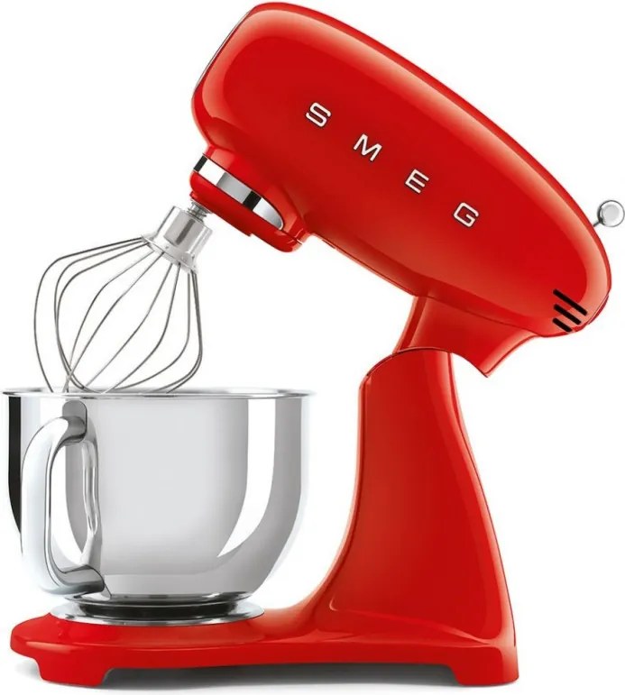 Планетарен миксер SMEG SMF03RDEU, 800 W, 4.8 л, 10 скорости, Функция за плавен старт, Крачета против хлъзгане, Червен