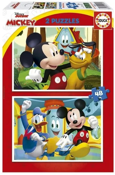Пъзел 2 в 1 Educa, Mickey Mouse, Забавна къща, 2 x 48 части