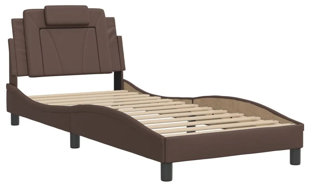 3208070 vidaXL Рамка за легло Viana без матрак, кафява, 90x200 см, изкуствена кожа