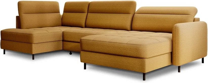 Жълт кадифен разтегателен ъглов диван с място за съхранение (ляв ъгъл U форма) Berrto – ELTAP