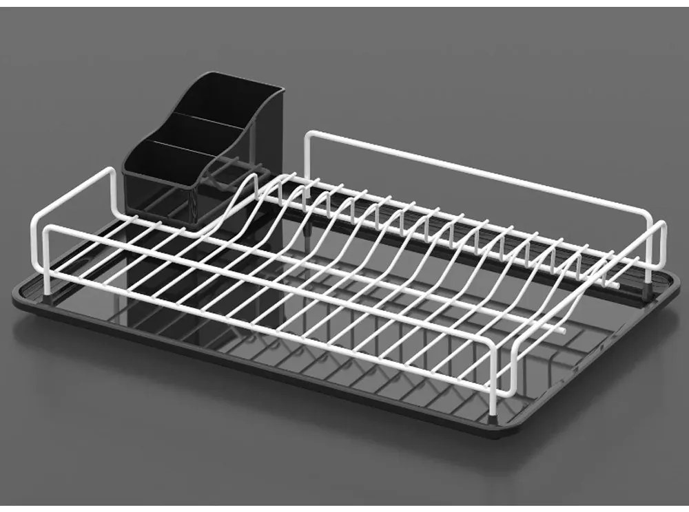 СУШИЛНИК ЗА СЪДОВЕ TEKNO TEL KB-006W , 1 ниво , бяло с черна тавичка