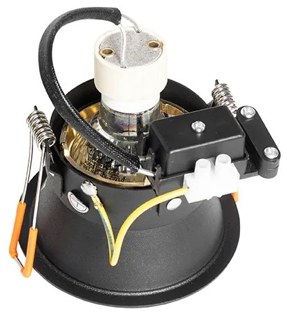 Комплект от 6 модерни вградени прожектора черни със злато, въртящи се и накланящи се - Alloy