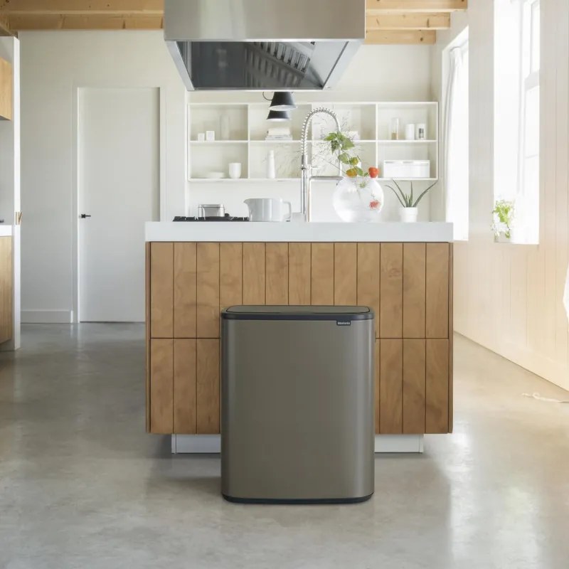 Кош за боклук Brabantia Bo Touch 1001276, 60 л, Плавно и безшумно отваряне, Голям отвор, Бронз