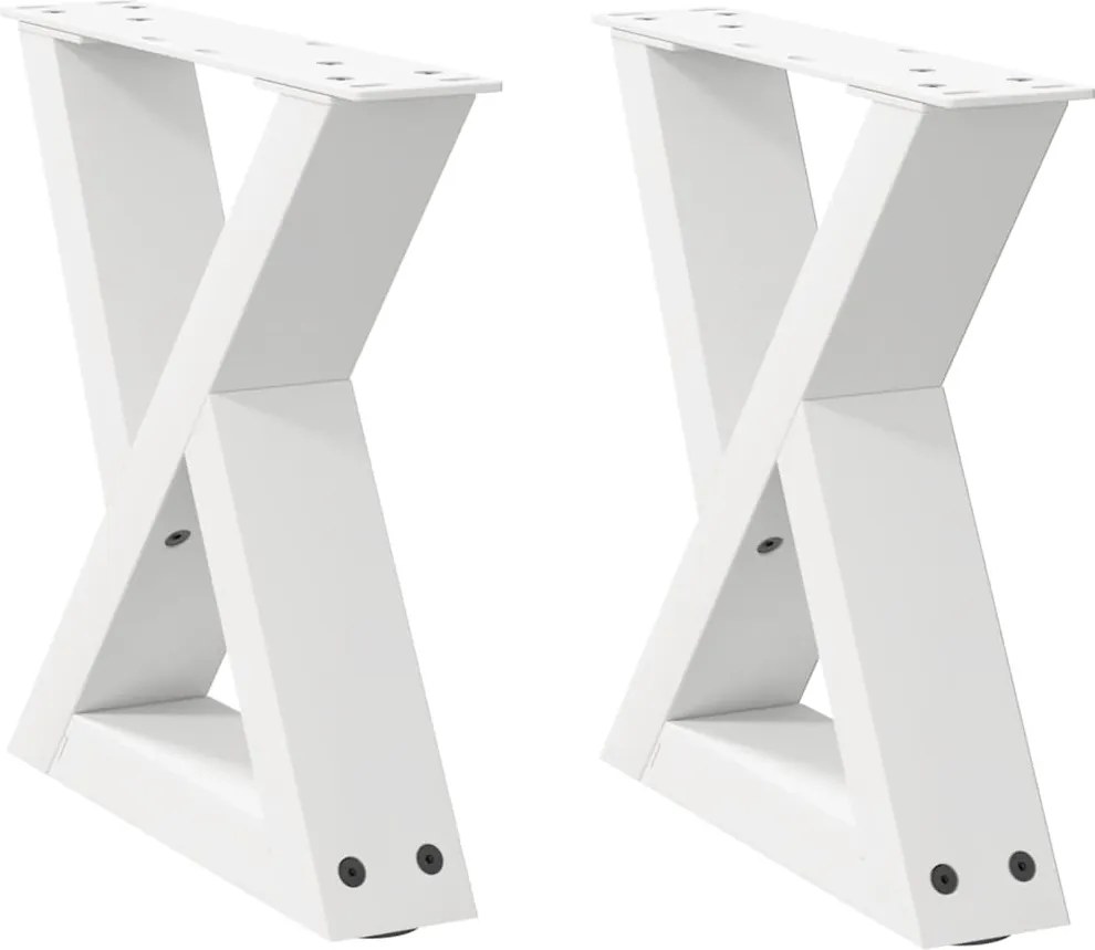 4012681 vidaXL Крака за масичка за кафе, 2 бр., бели, 40 x (30-31,3) см, стомана