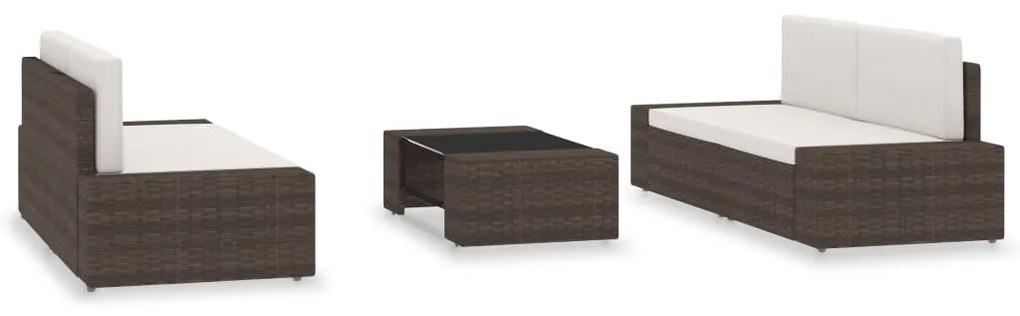 3054587 vidaXL Градински комплект, 5 части, кафяв полиратан