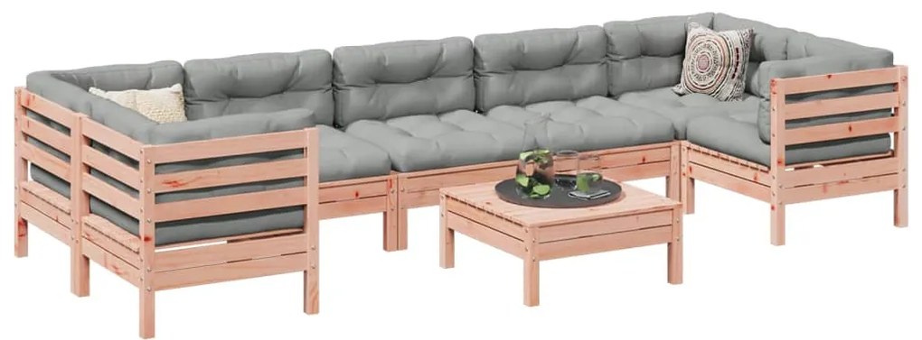 3299340 vidaXL Градински комплект с възглавници, 8 части, дугласка ела масив