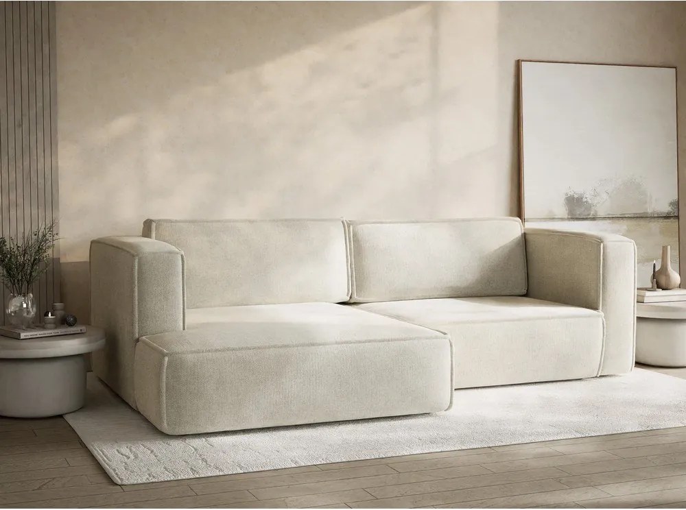 Кремав шенилов сгъваем/с място за съхранение ъглов диван (ляв ъгъл) Velto – Maison de Rêve