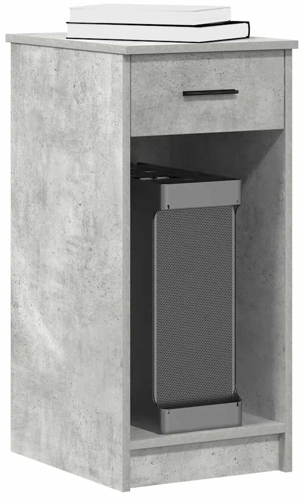 858743 vidaXL Стойка за компютърна кула с чекмедже бетонно сив 35x45x77 см