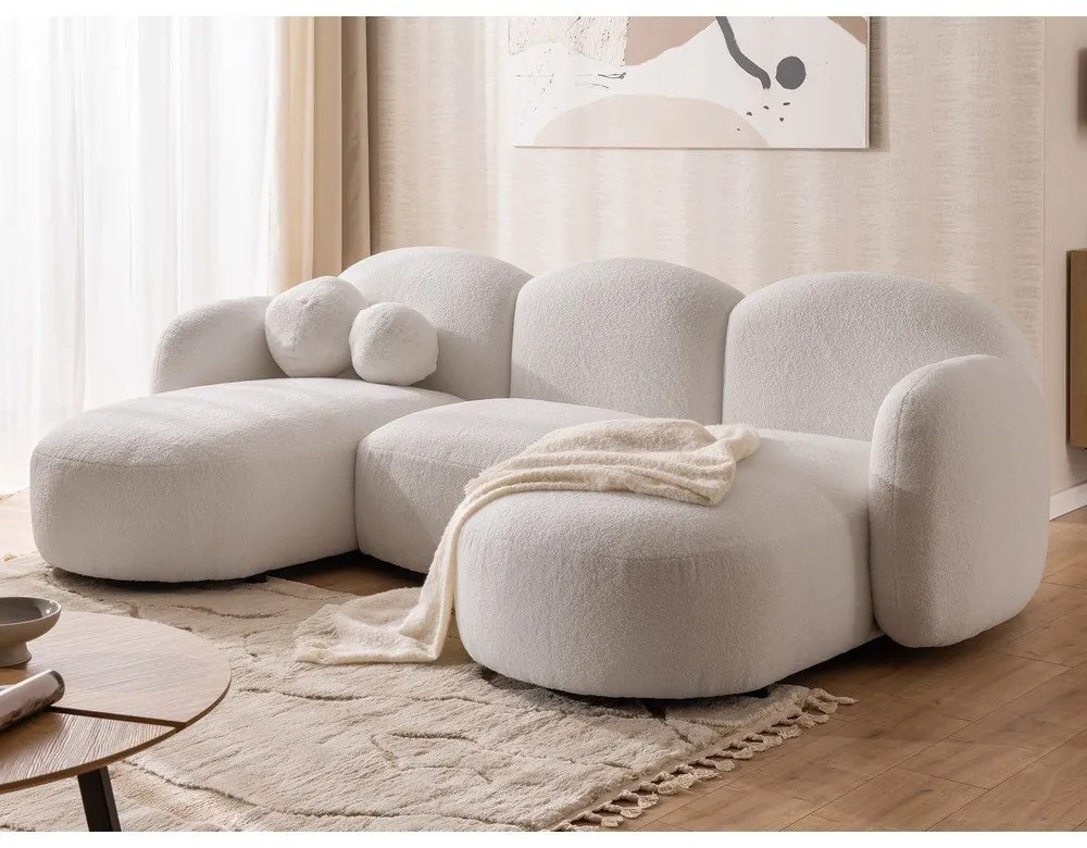 Кремав ъглов диван от букле (U форма) Orbit – Ropez