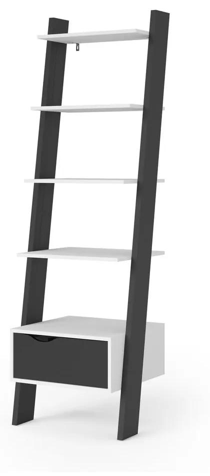 Бяло-черен шкаф за книги 55x180 cm Oslo - Tvilum