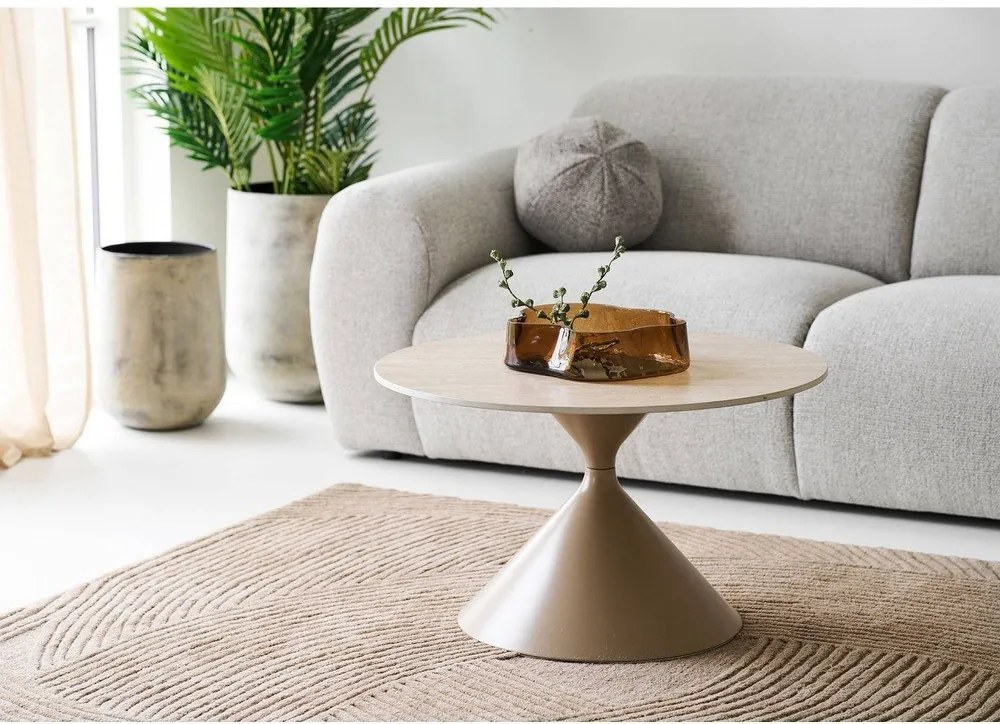 Бежова кръгла масичка за кафе с керамичен плот ø 70 cm Annecy – House Nordic