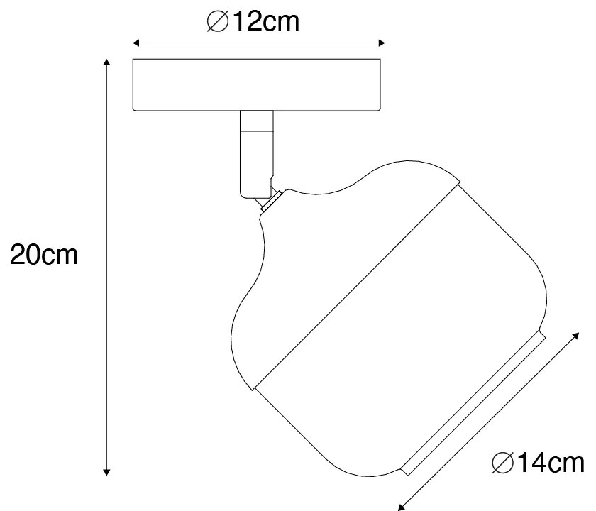 Дизайнерски прожектор черен със злато и опушено стъкло - Kyan