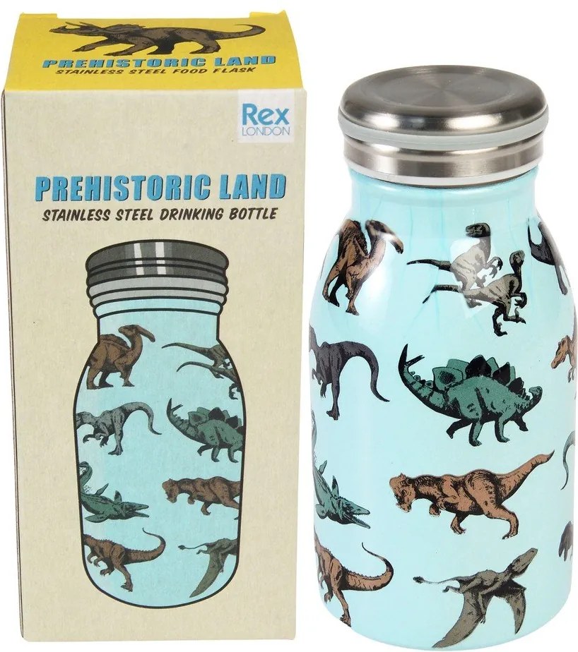 Светлосиня детска бутилка от неръждаема стомана 250 ml Prehistoric Land – Rex London