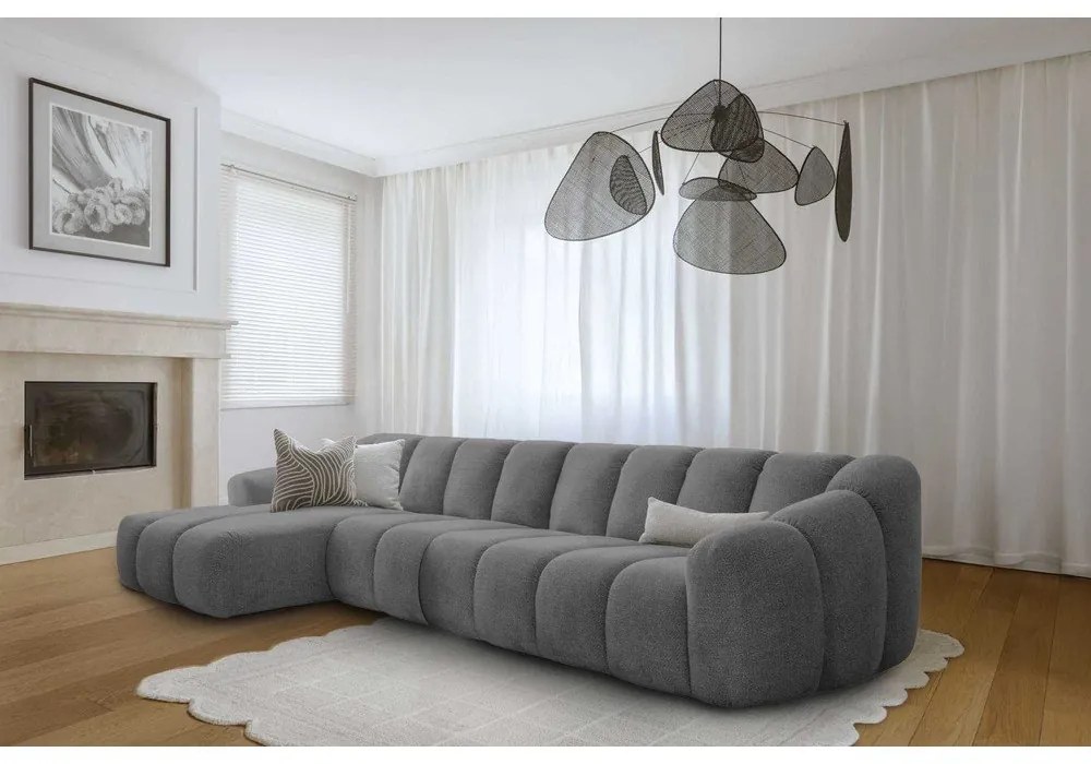 Сив ъглов диван (ляв ъгъл) Shell – Miuform