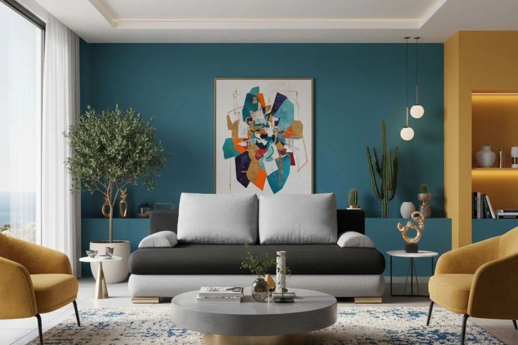 Диван-легло Рибод-Сиво - Черно