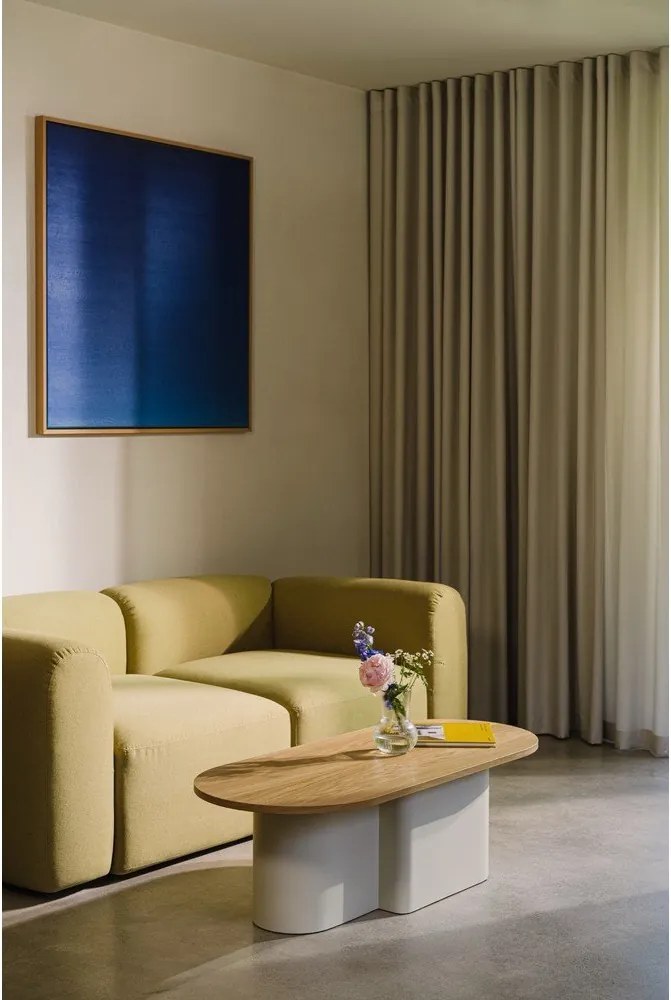 Бежова масичка за кафе с дъбов плот 50x115 cm Looi – noo.ma