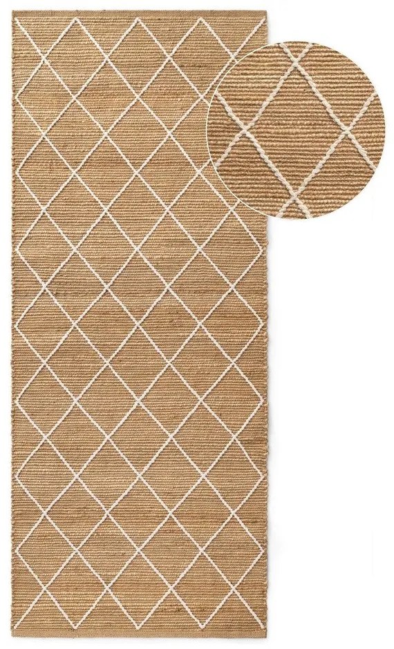 Ръчно изработена ютена пътека в естествен цвят 80x200 cm Kunu – Hanse Home