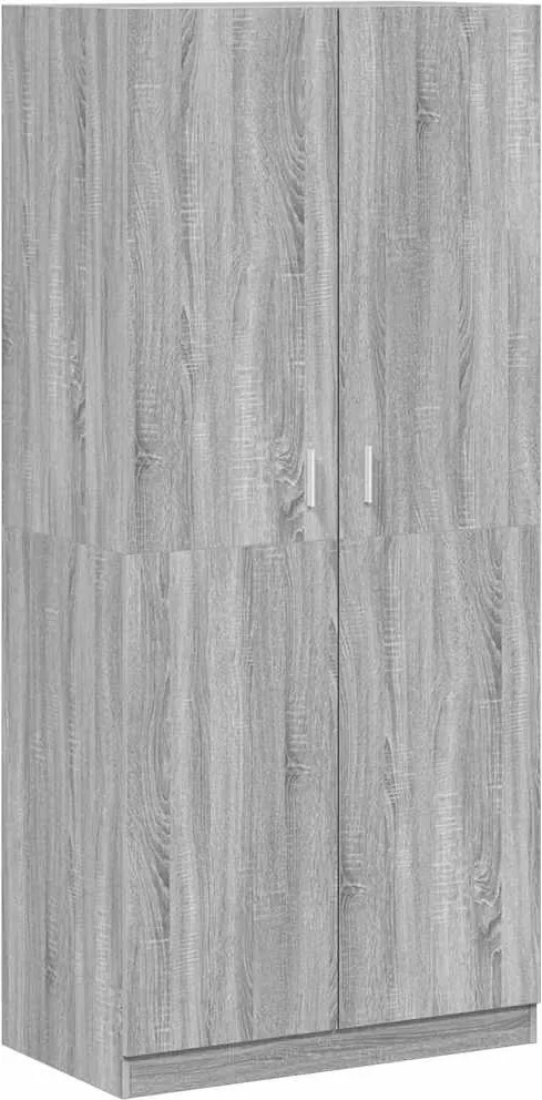 815355 vidaXL Гардероб, сив сонома, 90x52x200 см, инженерно дърво