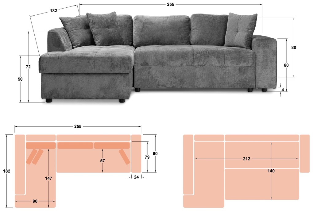 Разтегателен ъглов диван Рубен