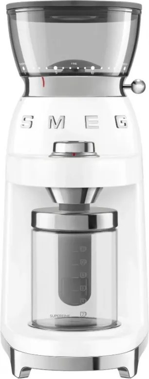 Кафемелачка Smeg CGF03WHEU, 150W, 240 г, Система за завъртане и заключване, Ръчна функция, Бял