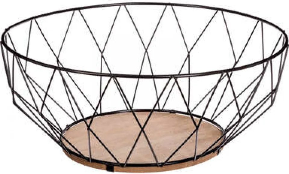 Купа за плодове 5five Daimond, Метал+MDF, 28х12 cm - Черен