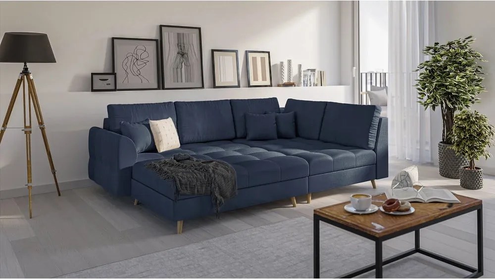 Тъмносиня табуретка за крака Ariella - Ropez