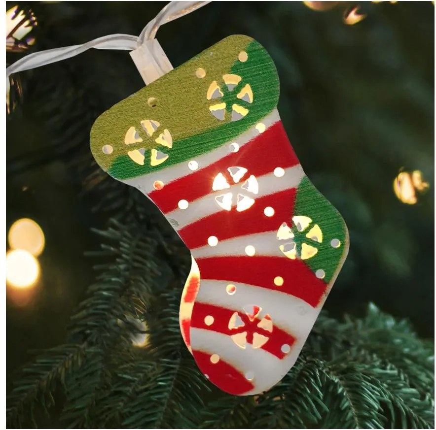 LED външна гирлянда 10xLED/2xAA 1,65 m IP44 топла бяла чорапи