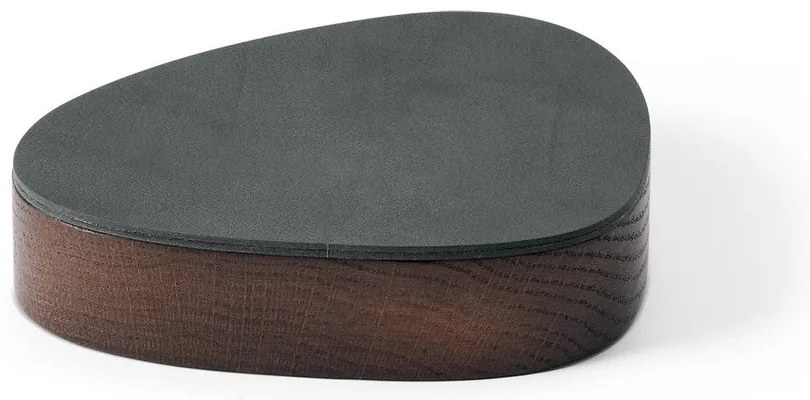 Дървена декоративна кутия за съхранение от еко кожа с капак в антрацитен и кафяв цвят 14x12,5x3,5 cm Curve Nupo – LIND DNA