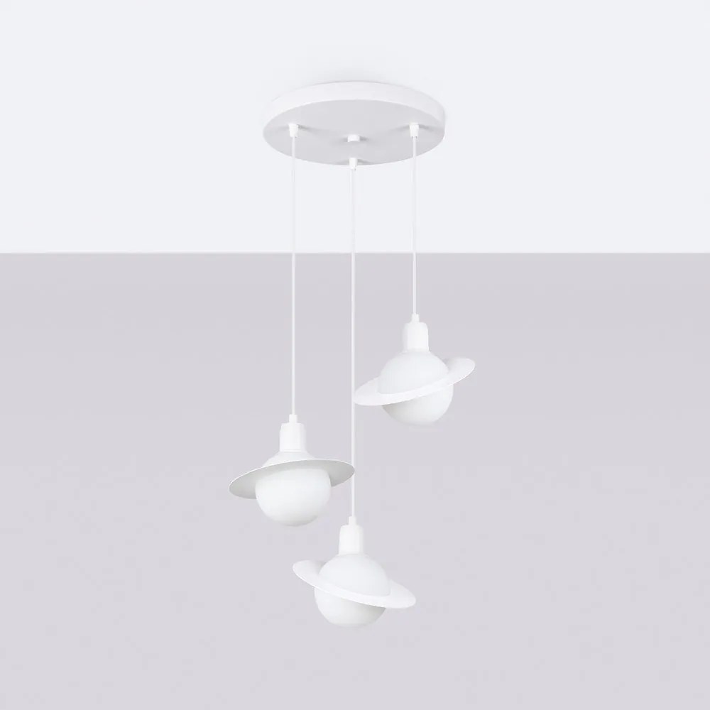 Бяло детско осветително тяло със стъклен абажур Mab – Sollux