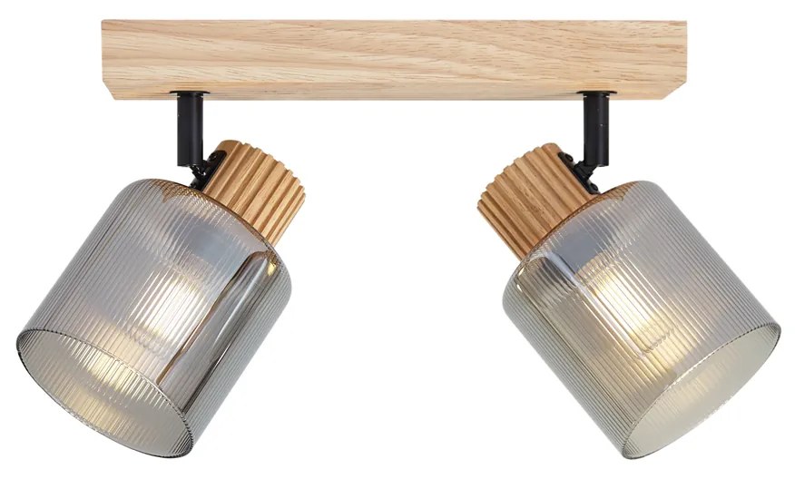 Модерен прожектор дърво с димно стъкло 2 светлини въртящ се и накланящ се - Gracy