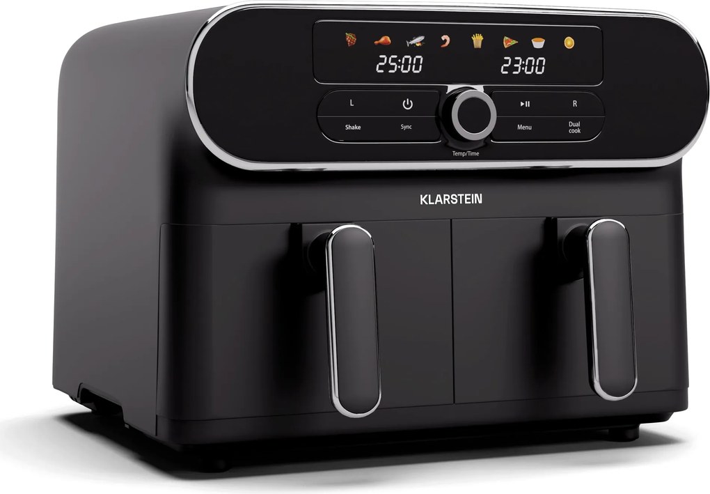 Klarstein Фритюрник с горещ въздух AuraAir Color Touch, 2 камери, 11 л, 1700 W, 80 - 200 °C, 8 програми