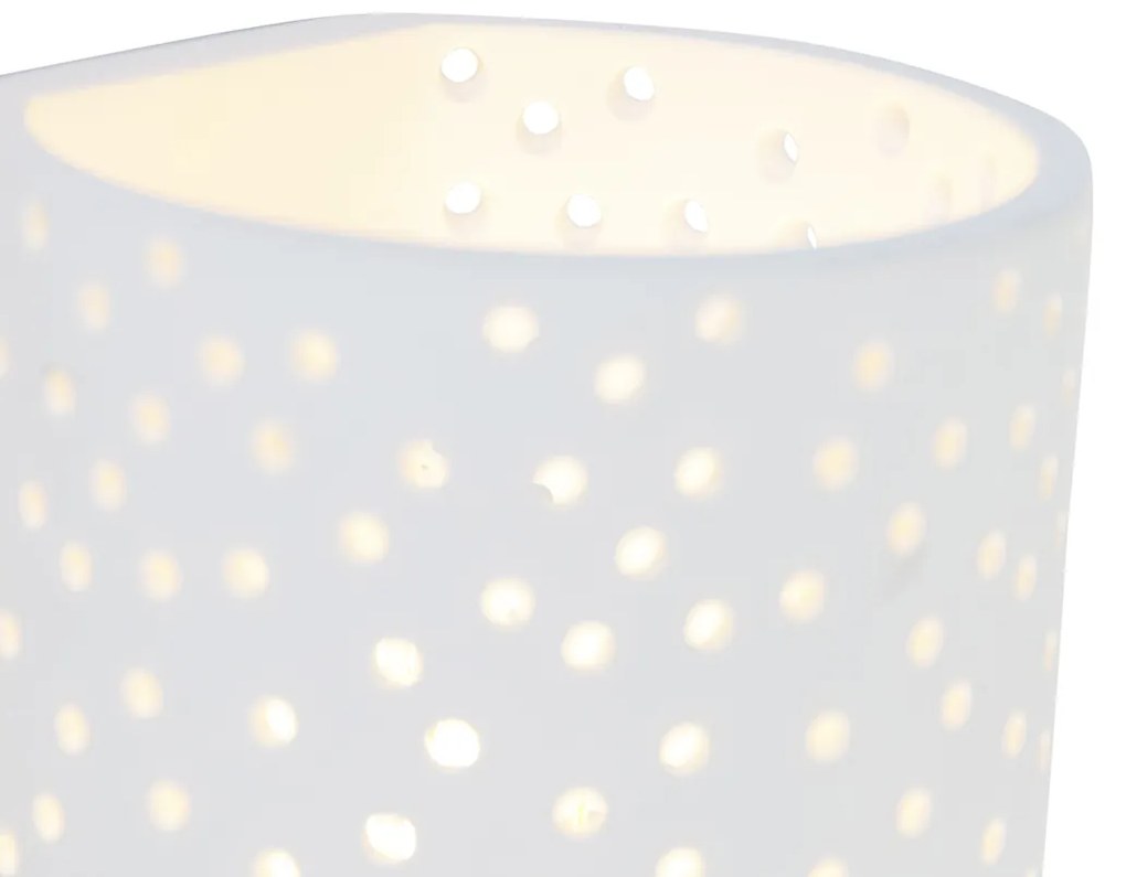 Винтидж стенна лампа бял гипс цилиндрична форма - Mahou