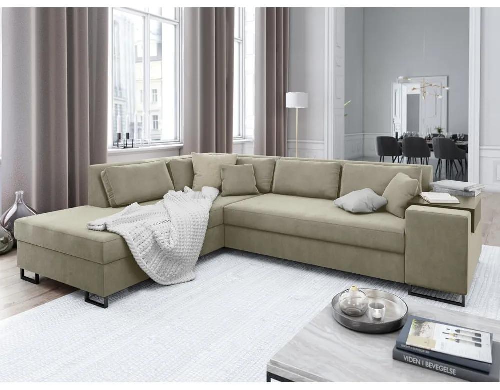 Бежов кадифен ъглов диван, ляв ъгъл York - Cosmopolitan Design