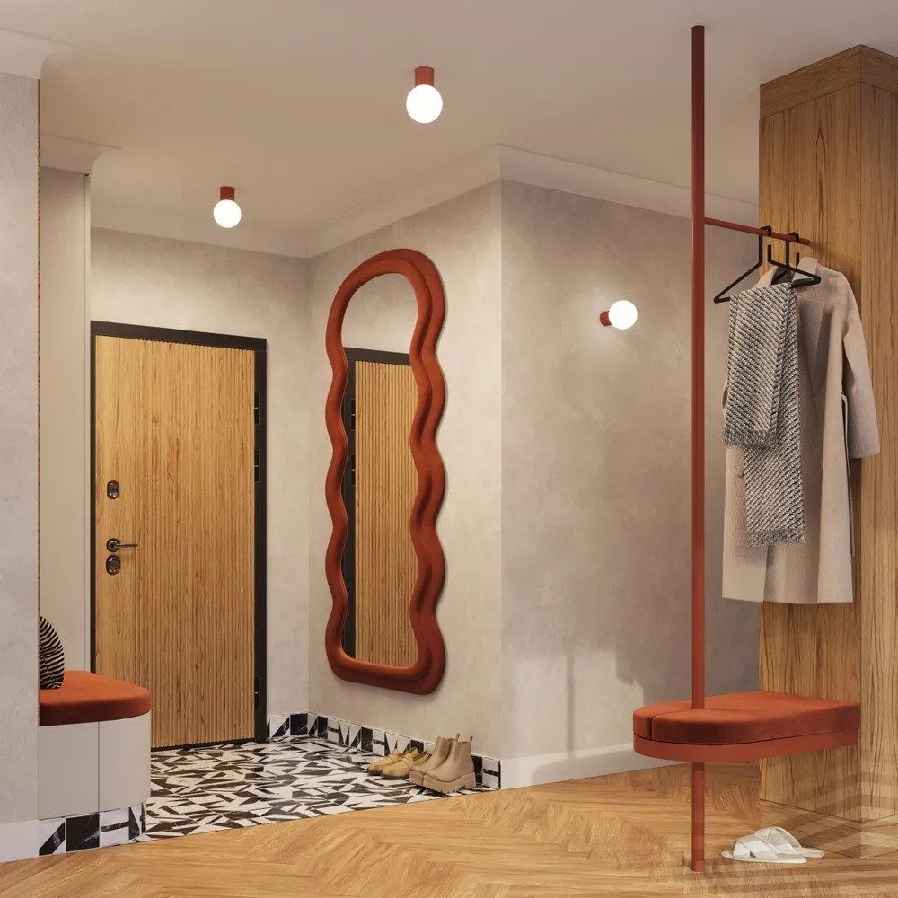 Оранжево осветително тяло за таван със стъклен абажур ø 12 cm Orbital – Sollux